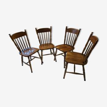 Set of 4 rustic oak chairs