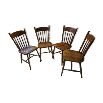 Set of 4 rustic oak chairs