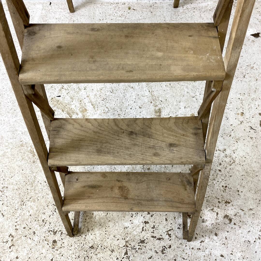Antique wooden workshop stepladder from the 1950s