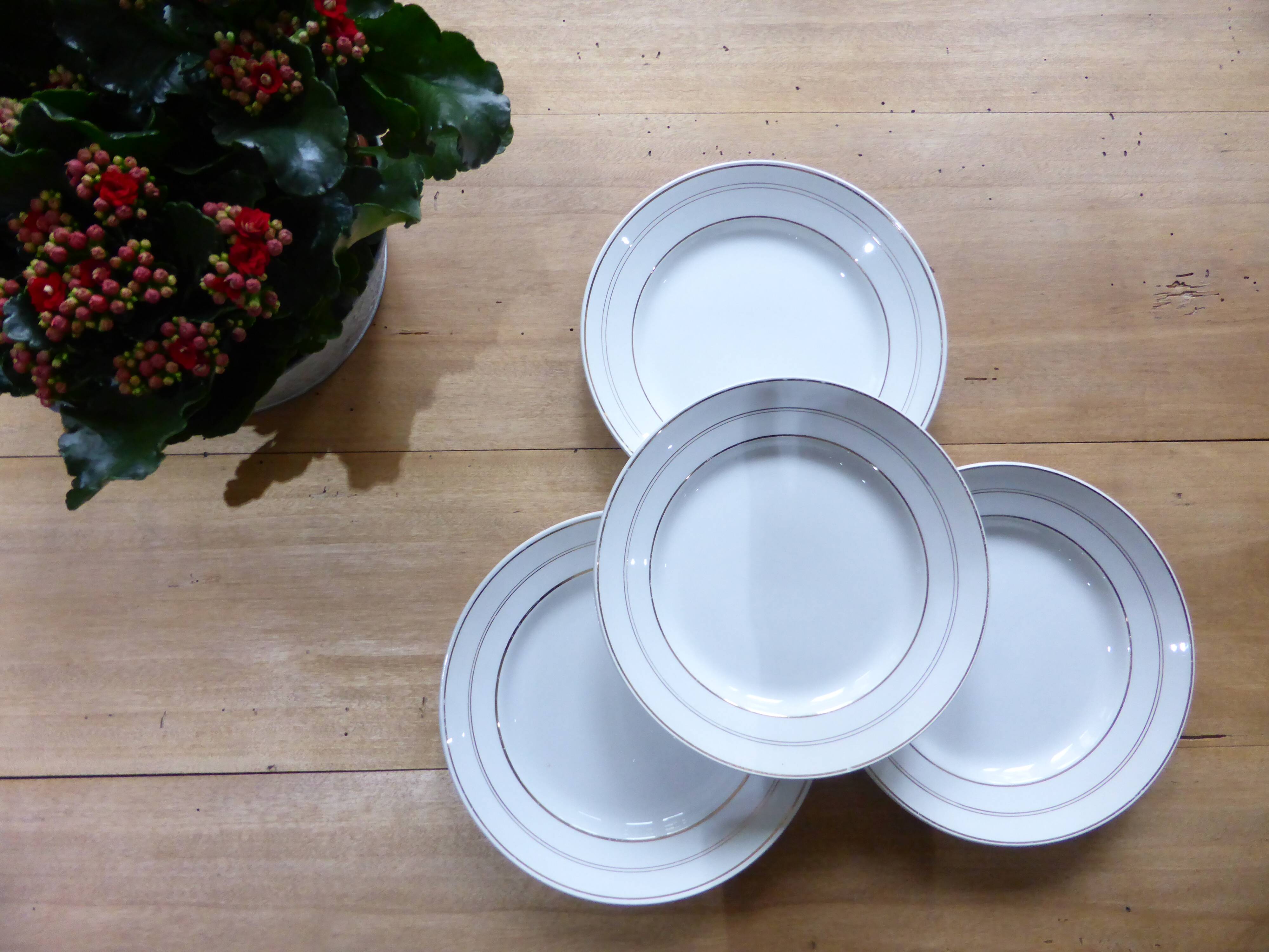 4 vintage flat plates porcelain from St Amand 191103
