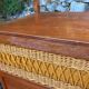 Vintage wood and rattan chest bench