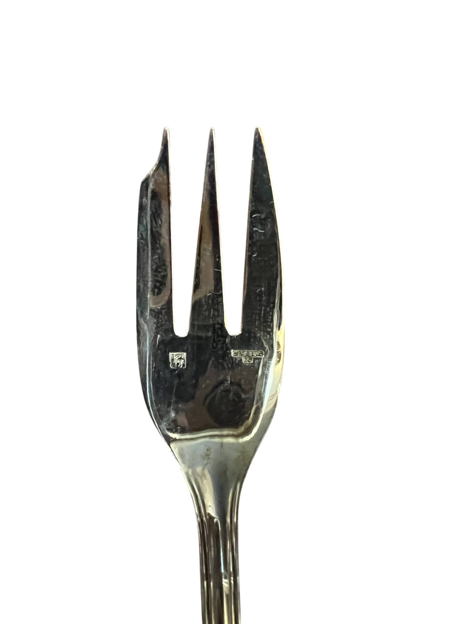 Set of 12 silver-plated metal cake forks from the Nicolet Orléans brand