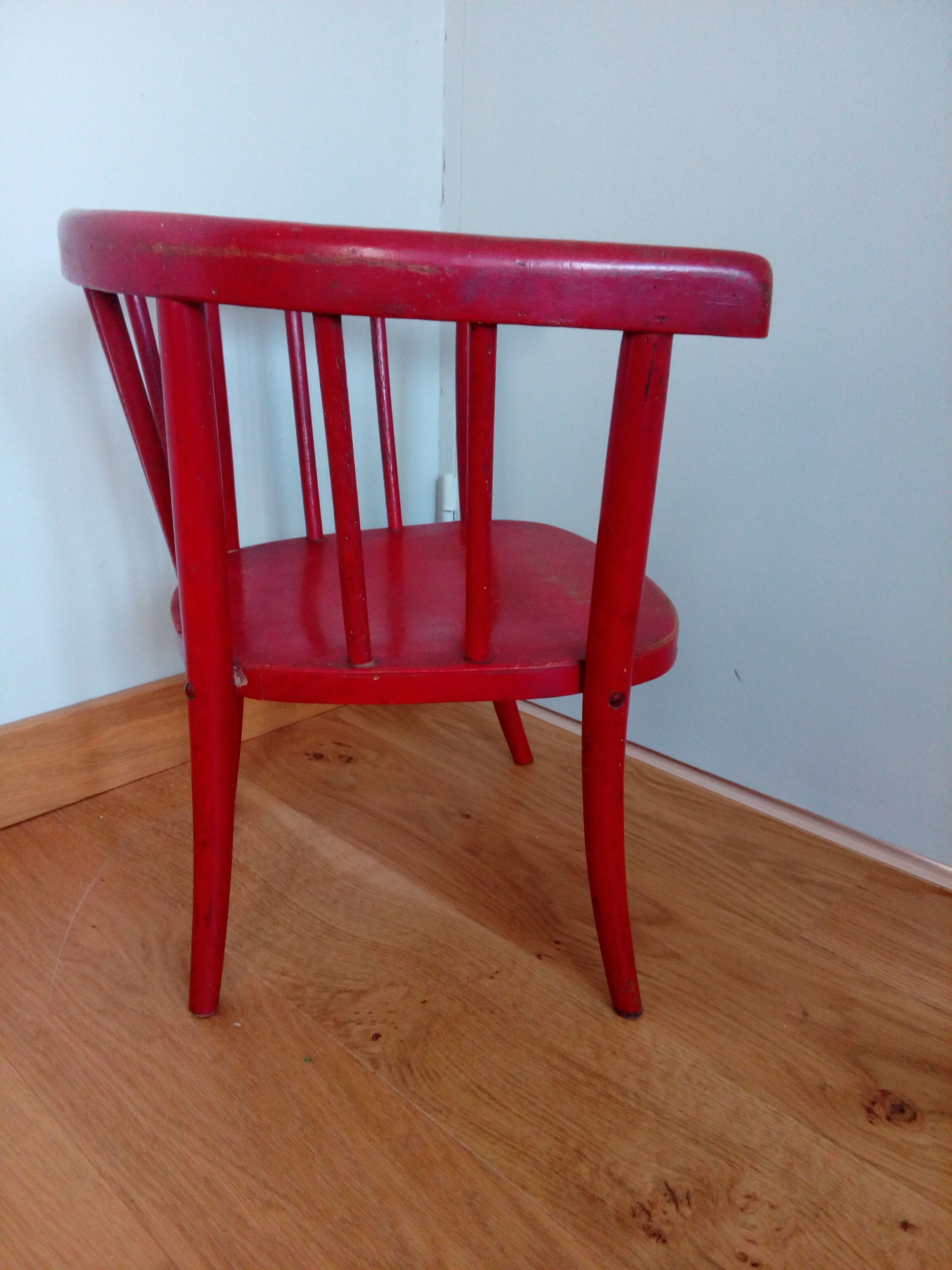 Children's chair JAPY Brothers in red lace-up curved wood