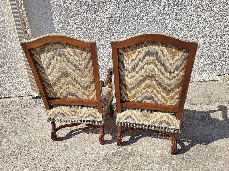 Pair of armchairs louis xiii of the xix th century
