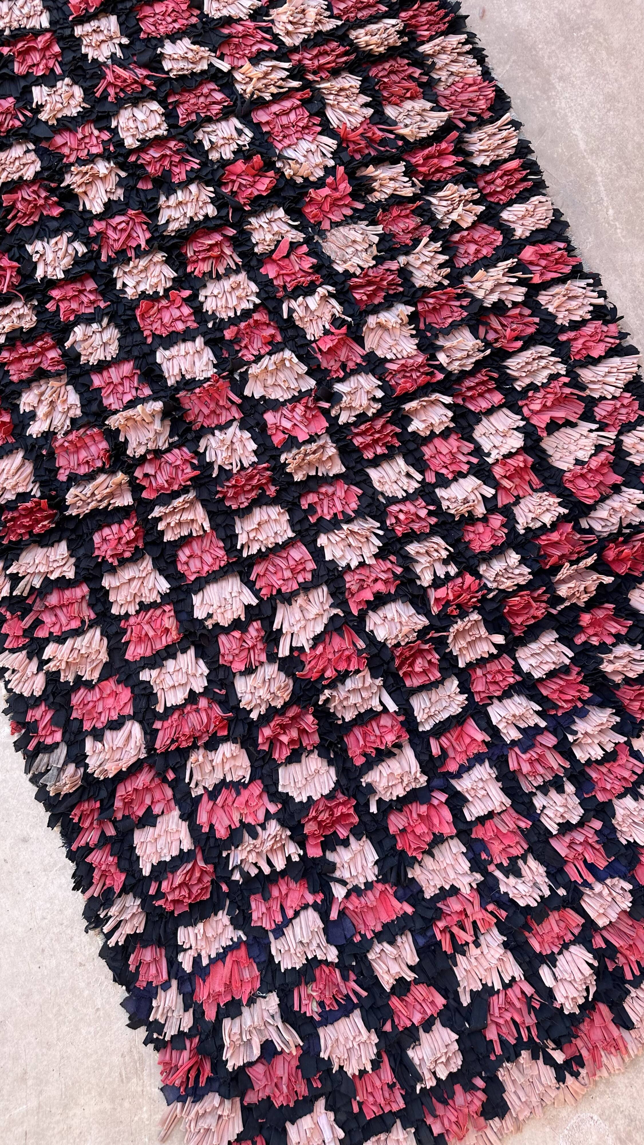 Tapis Berbère Boucherouite rose - 90 x 272 cm
