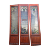 Portes de magasin fin XIXem, devanture de mercerie avec vitraux Art Nouveau