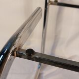 Vintage side table in chrome and smoked glass