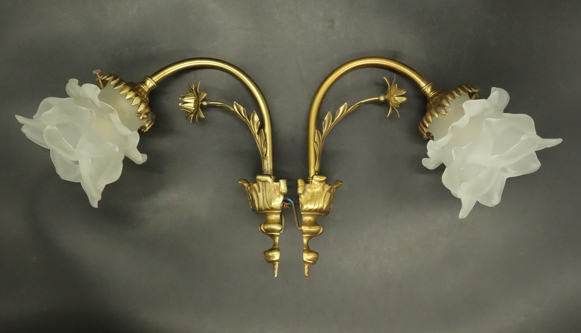 Pair of Louis XVI style flower sconces - signed P. Lucas