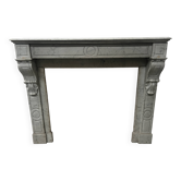 Napoleon III fireplace in veined white marble, 19th century.