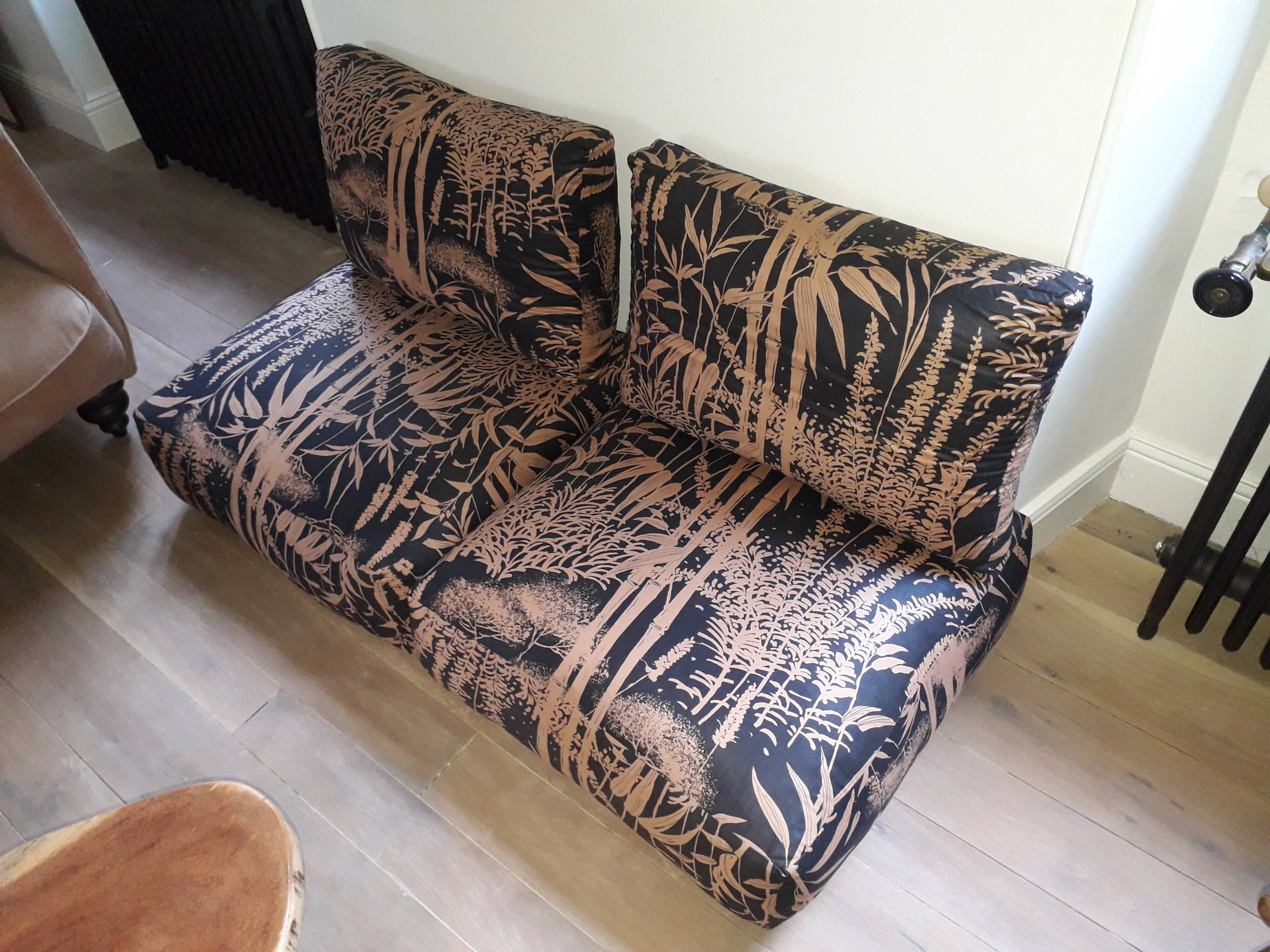 2 armchairs bamboo fabric