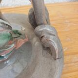 Marbled ceramic cellar rat candle holder signed