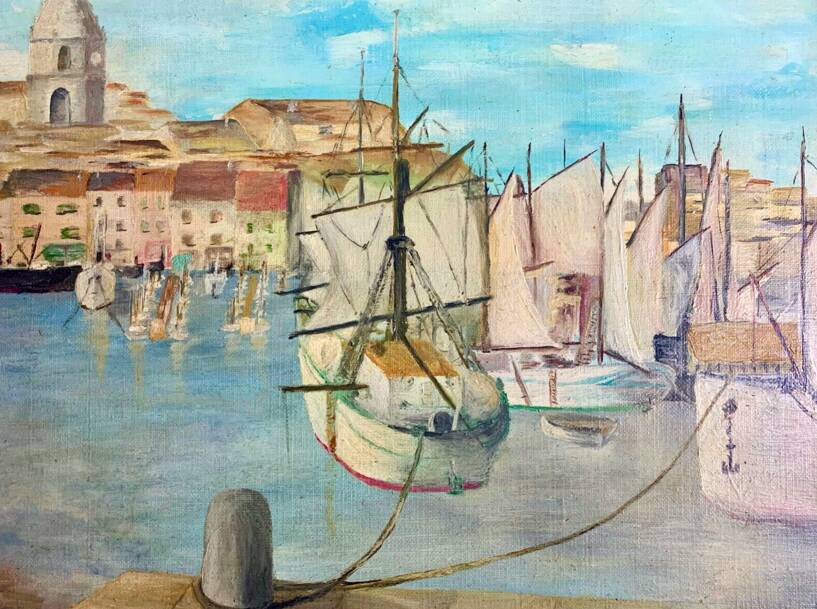 Oil on canvas representing "The old port of Marseille" signed H.CONDORE