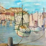 Oil on canvas representing "The old port of Marseille" signed H.CONDORE