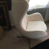 2 white felt egg chairs