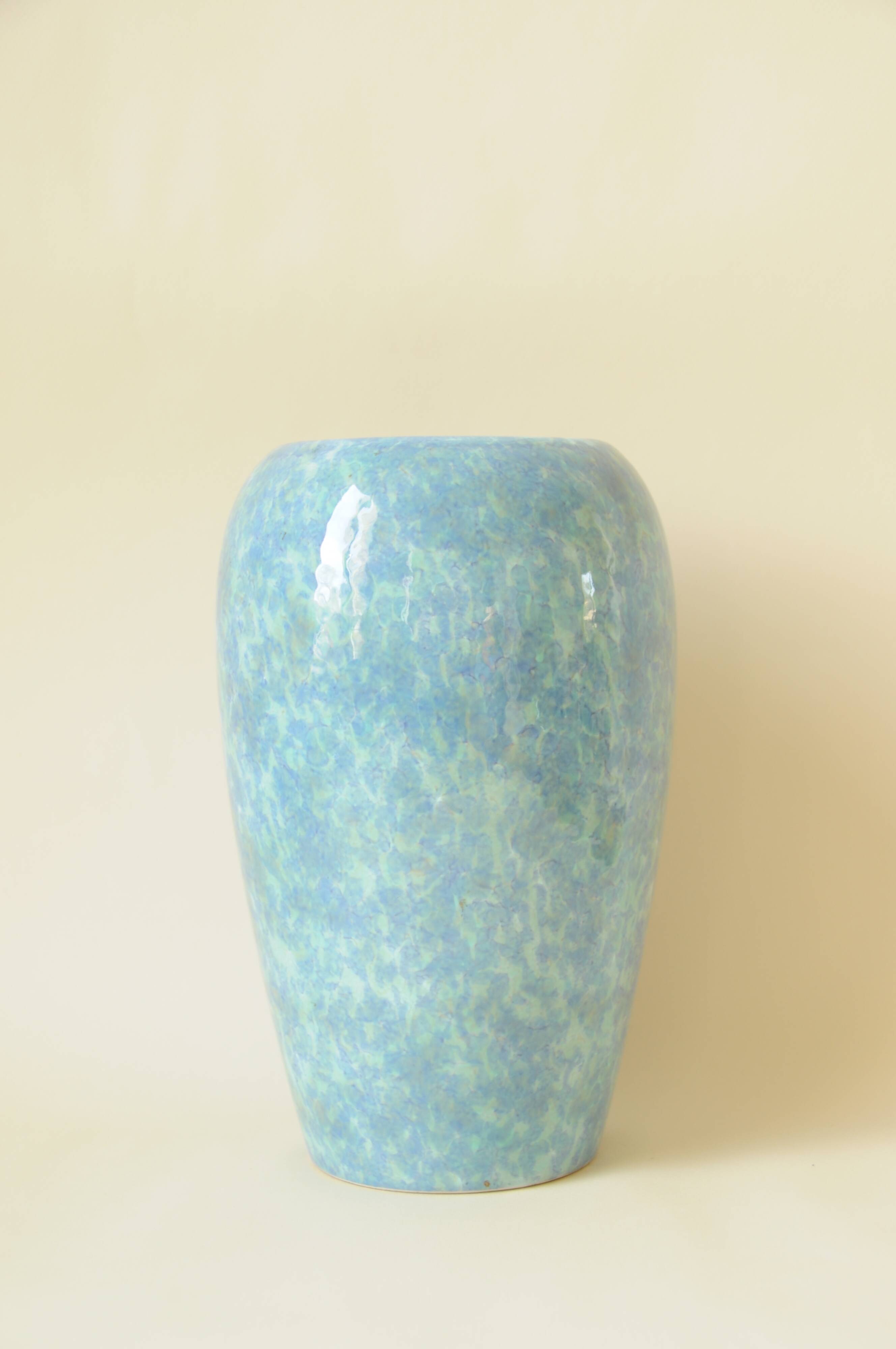 Iridescent Blue Ceramic Vase