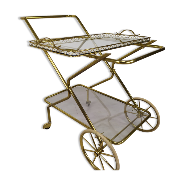 Desserte roulante laiton doré vintage