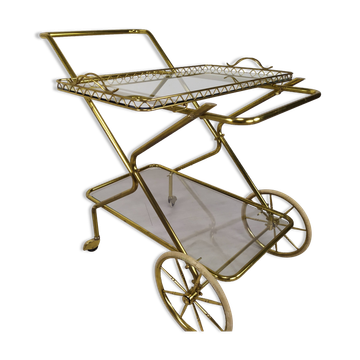 Desserte roulante laiton doré vintage
