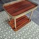 Dessert / Small side table with mahogany veneer and brass mid-century.