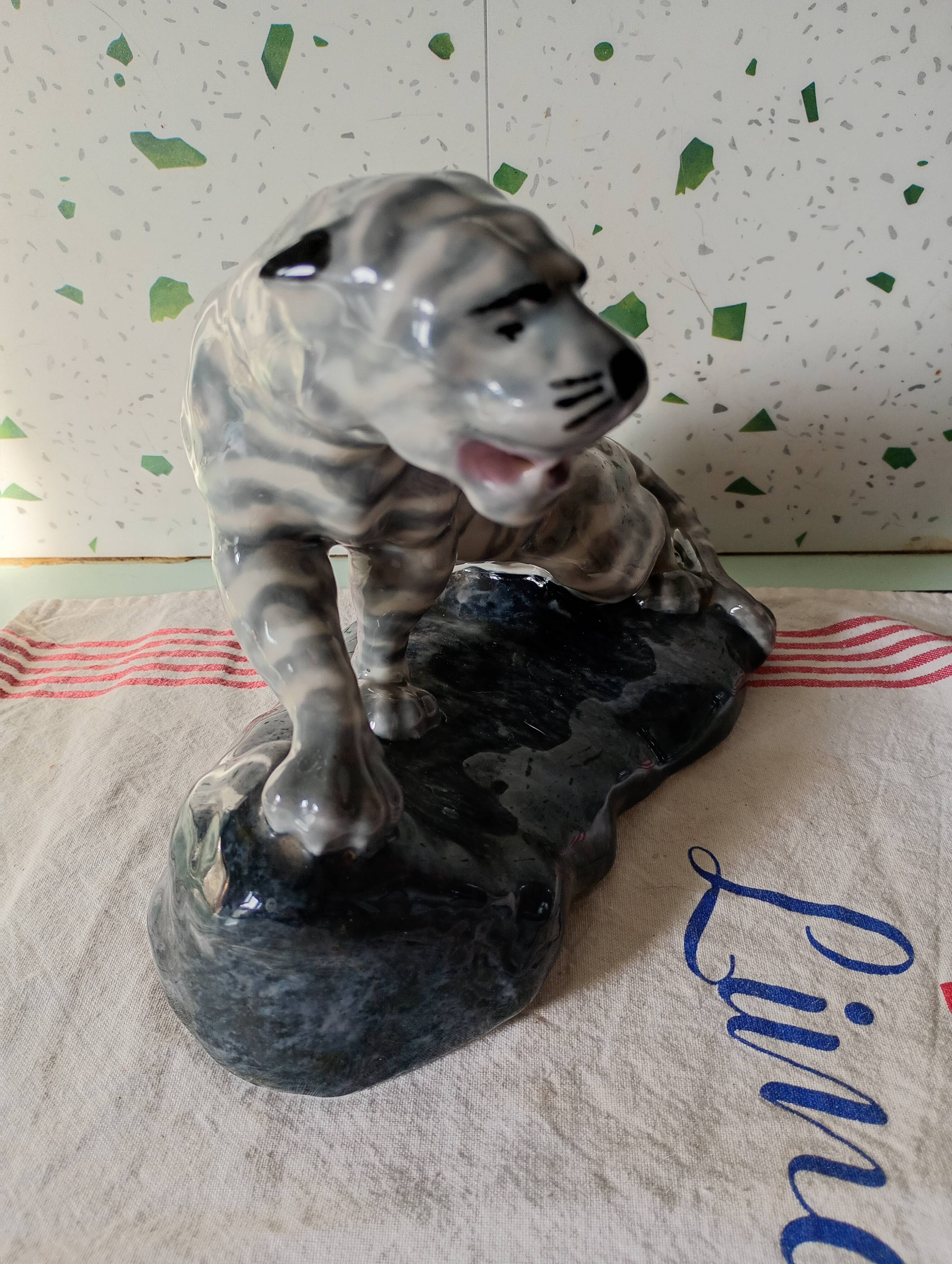 Roaring Tiger by Camille Tharaud: Art Deco Limoges Porcelain