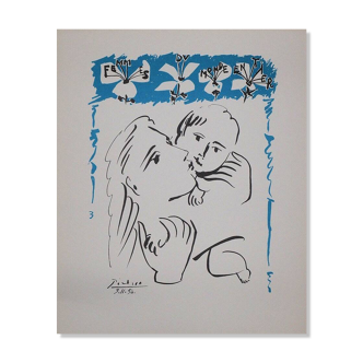 Pablo Picasso : Amour maternel, Lithographie signée