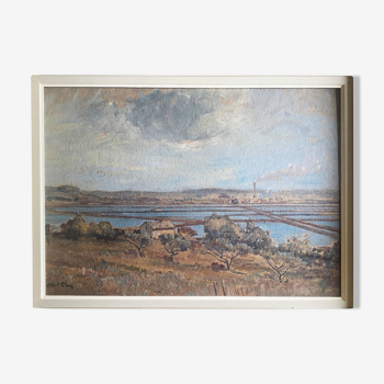 HSP painting "Salt pans at Fos-sur-mer" by Abel GAY (1877-1961)