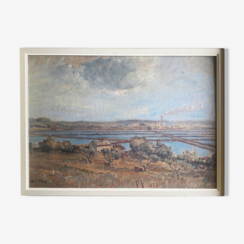 Tableau HSP "Salines à Fos-sur-mer" par Abel GAY (1877-1961)