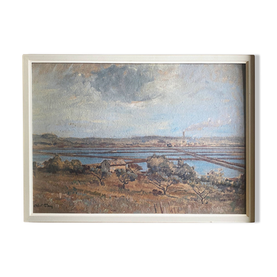 Tableau HSP ''Salines à Fos-sur-mer'' par Abel GAY (1877-1961)