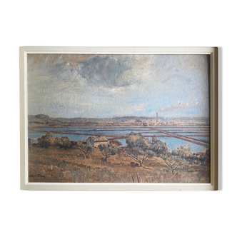 Tableau HSP "Salines à Fos-sur-mer" par Abel GAY (1877-1961)