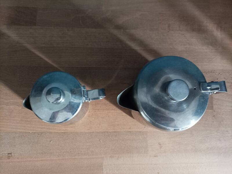 chrome stainless steel milk jug teapot