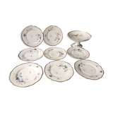 Service - dessert porcelain limoges Haviland H-c decoration flowers birds