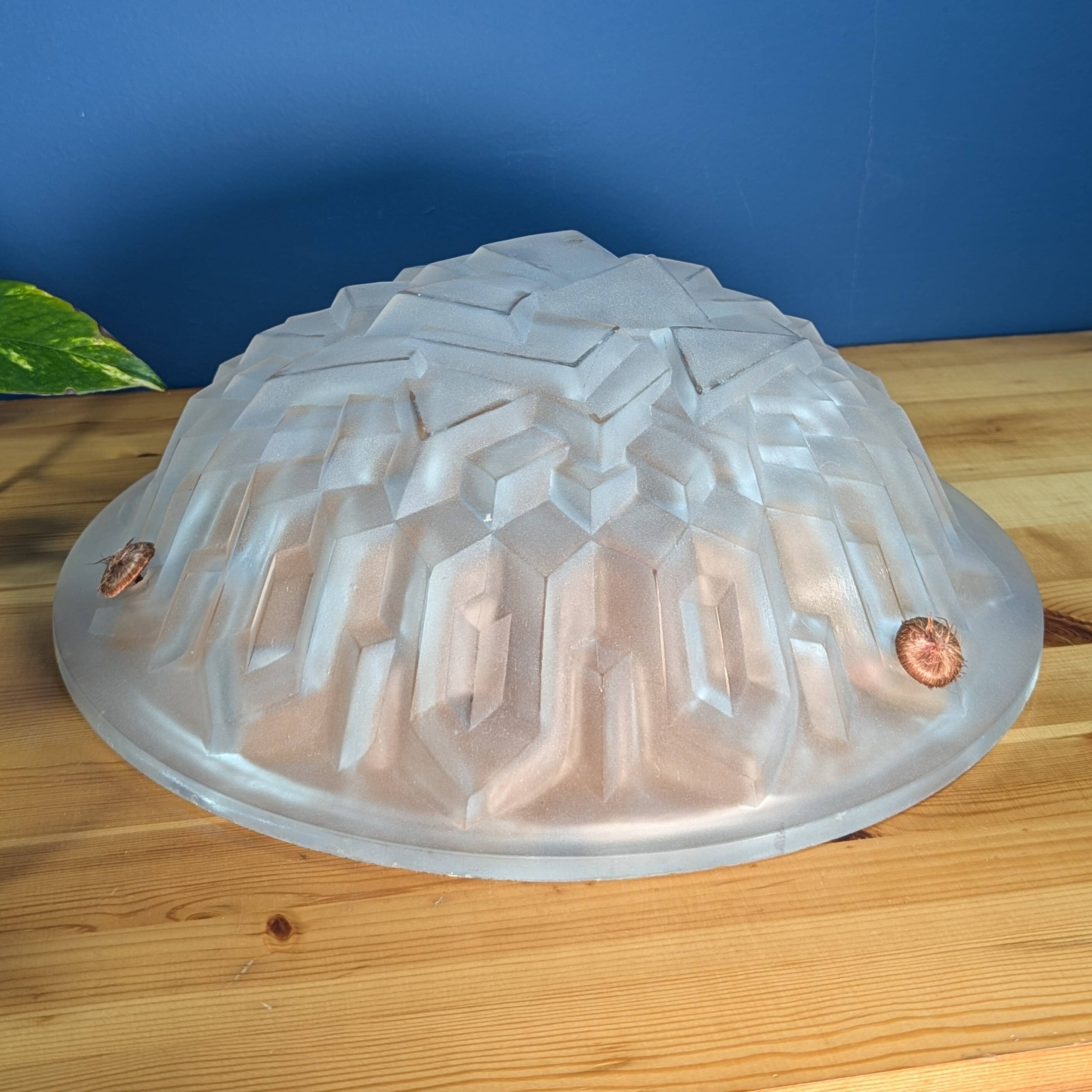 Old Degué Compiegne Chandelier Art Deco suspension white glass paste Numbered