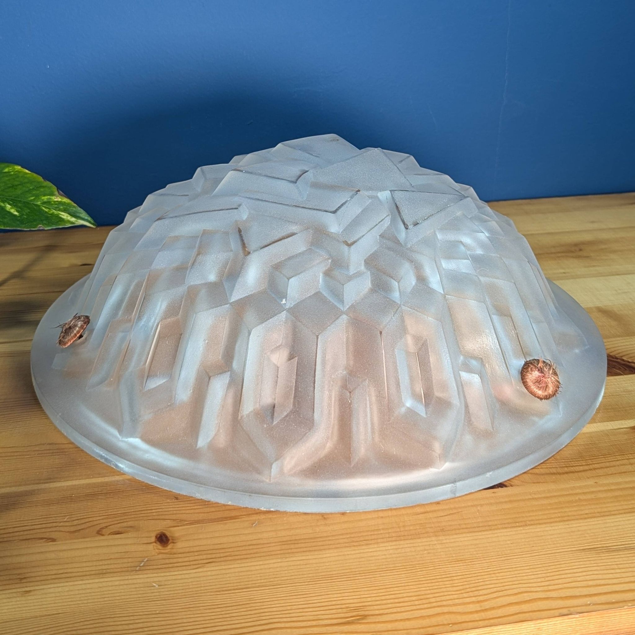 Old Degué Compiegne Chandelier Art Deco suspension white glass paste Numbered