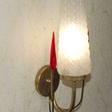 Simple Vintage Retro 1960s Gold Metal White Glass Shade 5