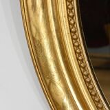 Miroir Ovale en Bois Doré, Style Louis XVI, époque Napoléon III – Milieu XIXe