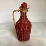 Petite bouteille décorative osier rouge bordeaux