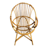 Wicker and rattan shell chair from the 1960s/70s, in very good condition.