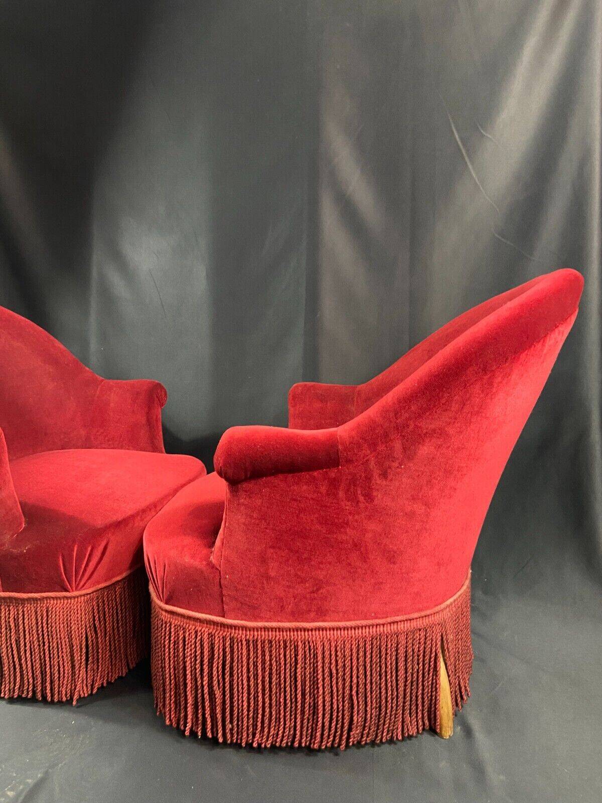 Pair of Napoleon III style toad armchairs