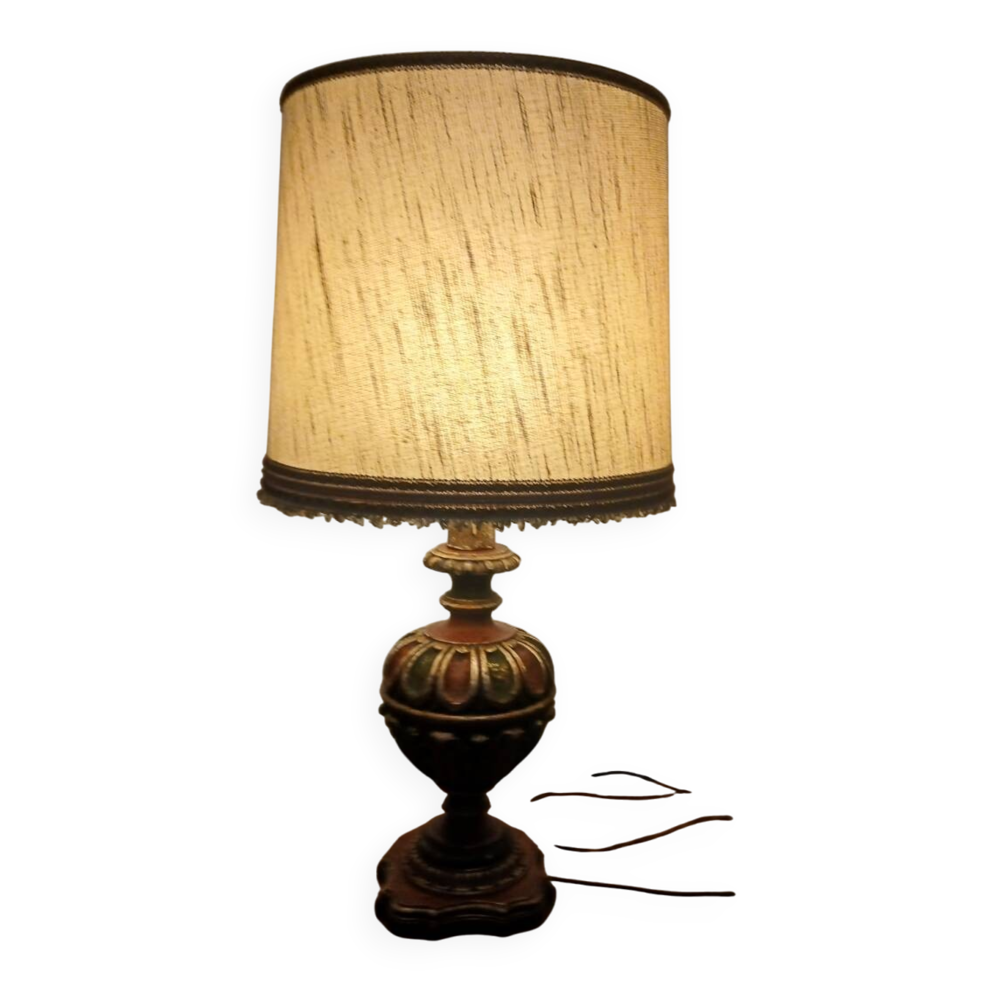 Vintage 1960s Venetian lamp – wooden base – Total height: 1.00 m