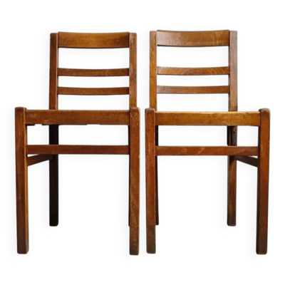 2 chaises bistrot reconstruction dans le goût de René Gabriel 1945
