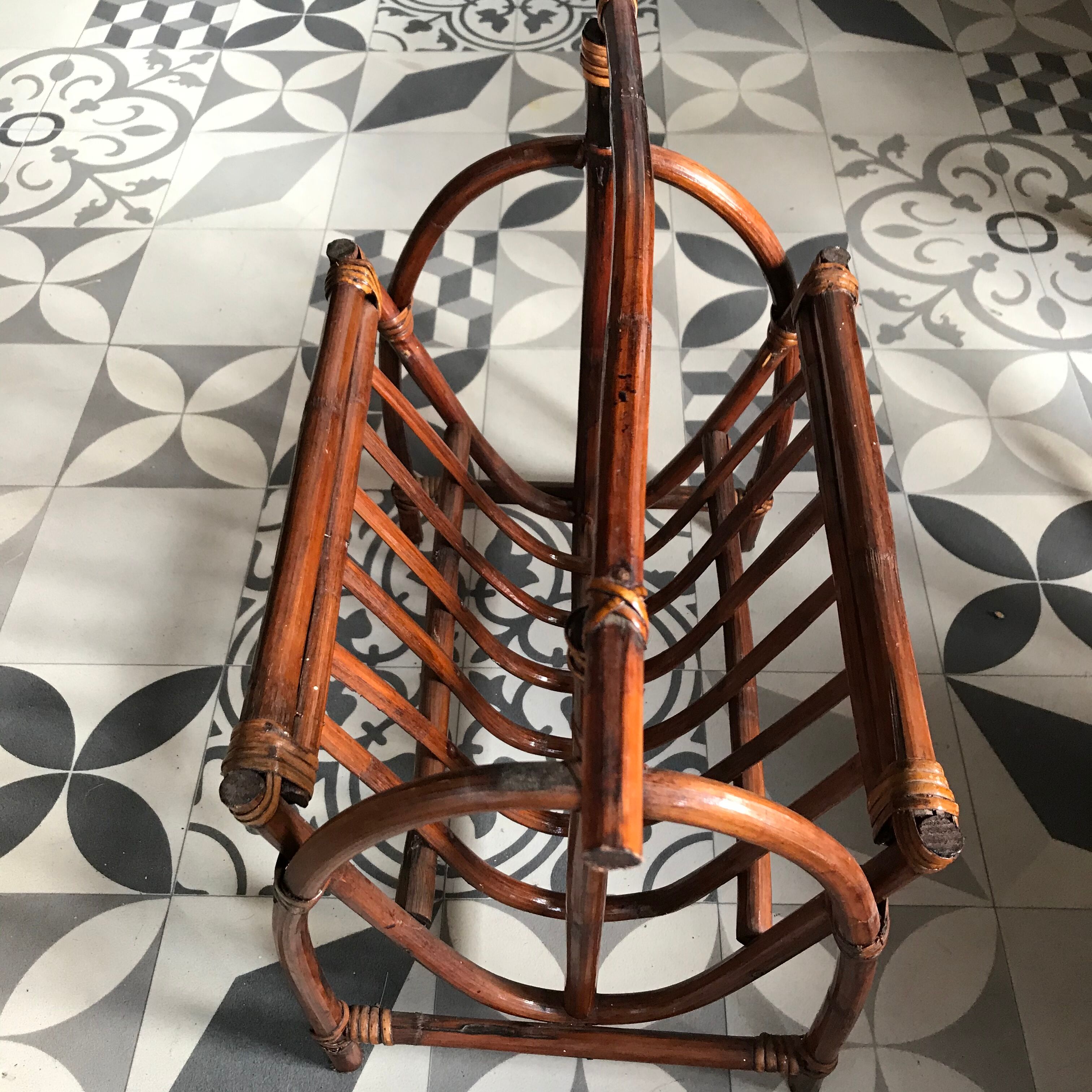 Rattan magazine holders