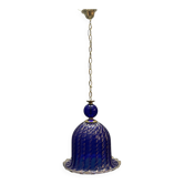 Lustre en verre de Murano bleu cobalt vintage, Italie, années 1980.
