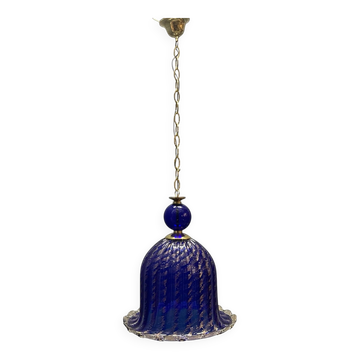Vintage Murano Colbalt Blue Glass Pendant Light, Italy, 1980s
