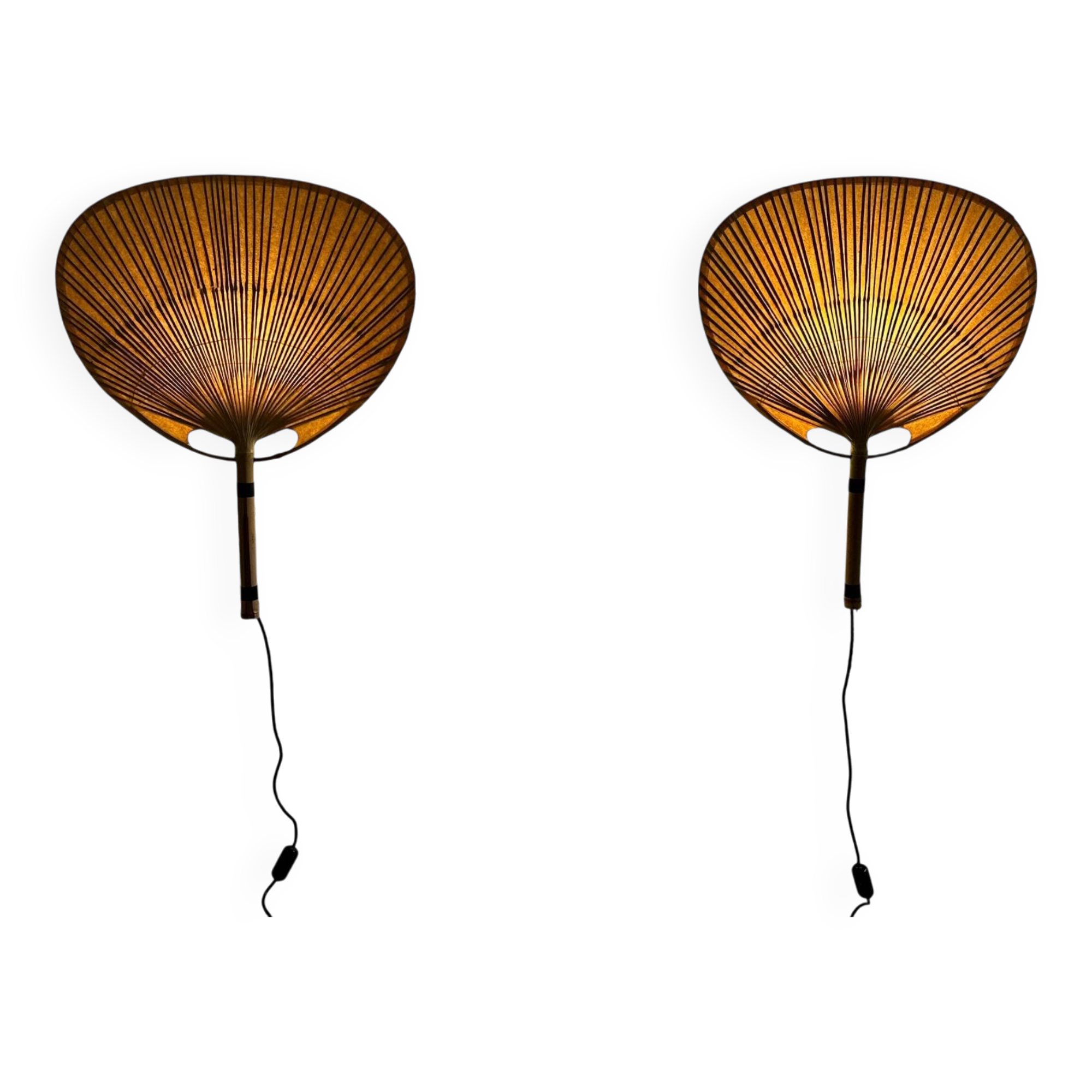 Pair Of Ingo Maurer Uchiwa III Wall Lamps For M-Design, 1973