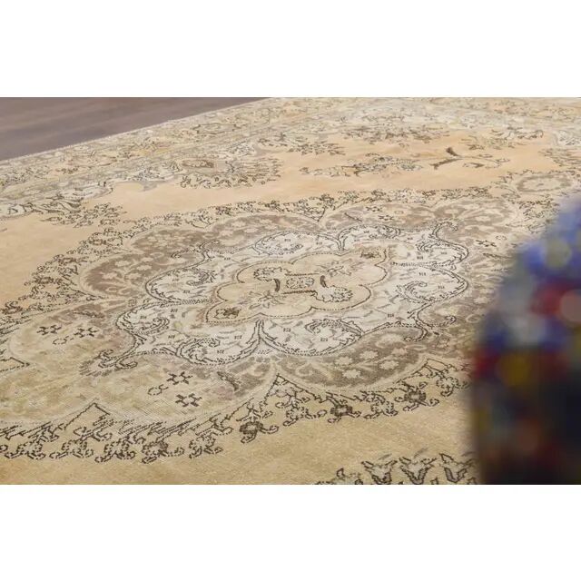 1960s Persian Handmade Wool Cotton Orange Oversized Area Rug 289x387