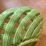 Green woven ceramic basket
