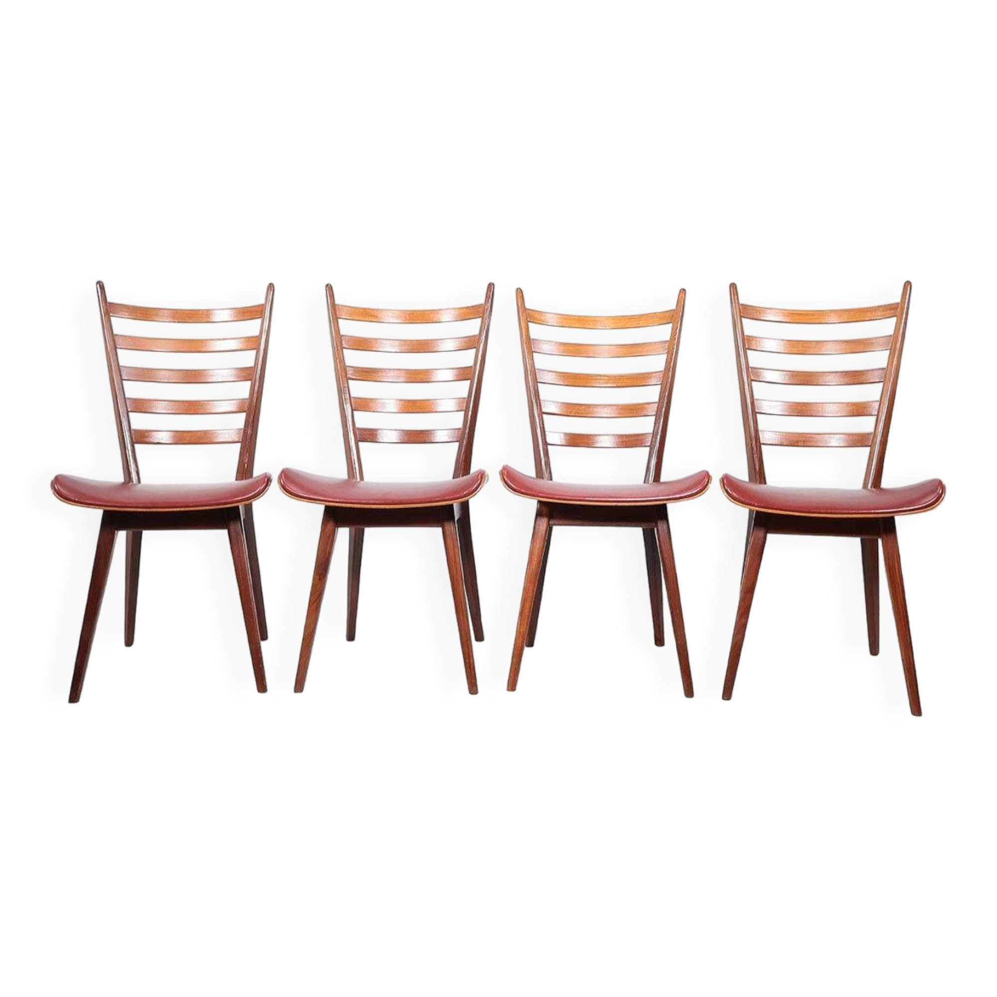 Vintage teak wooden ladder chairs, 1960s