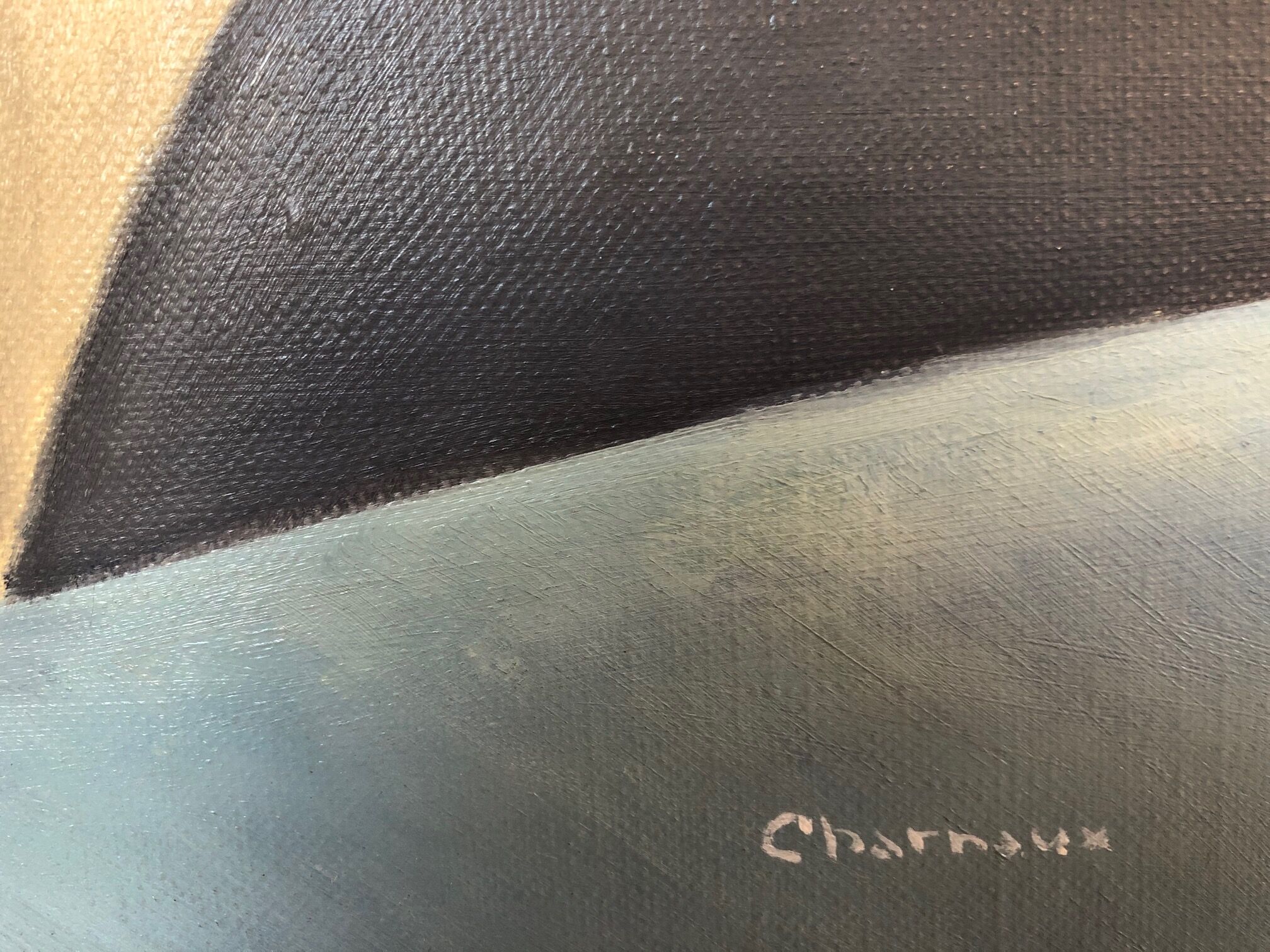 Oil on canvas, "The New Bridge packaged by Christo ", by Charnaux, XXth