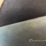Oil on canvas, "The New Bridge packaged by Christo ", by Charnaux, XXth