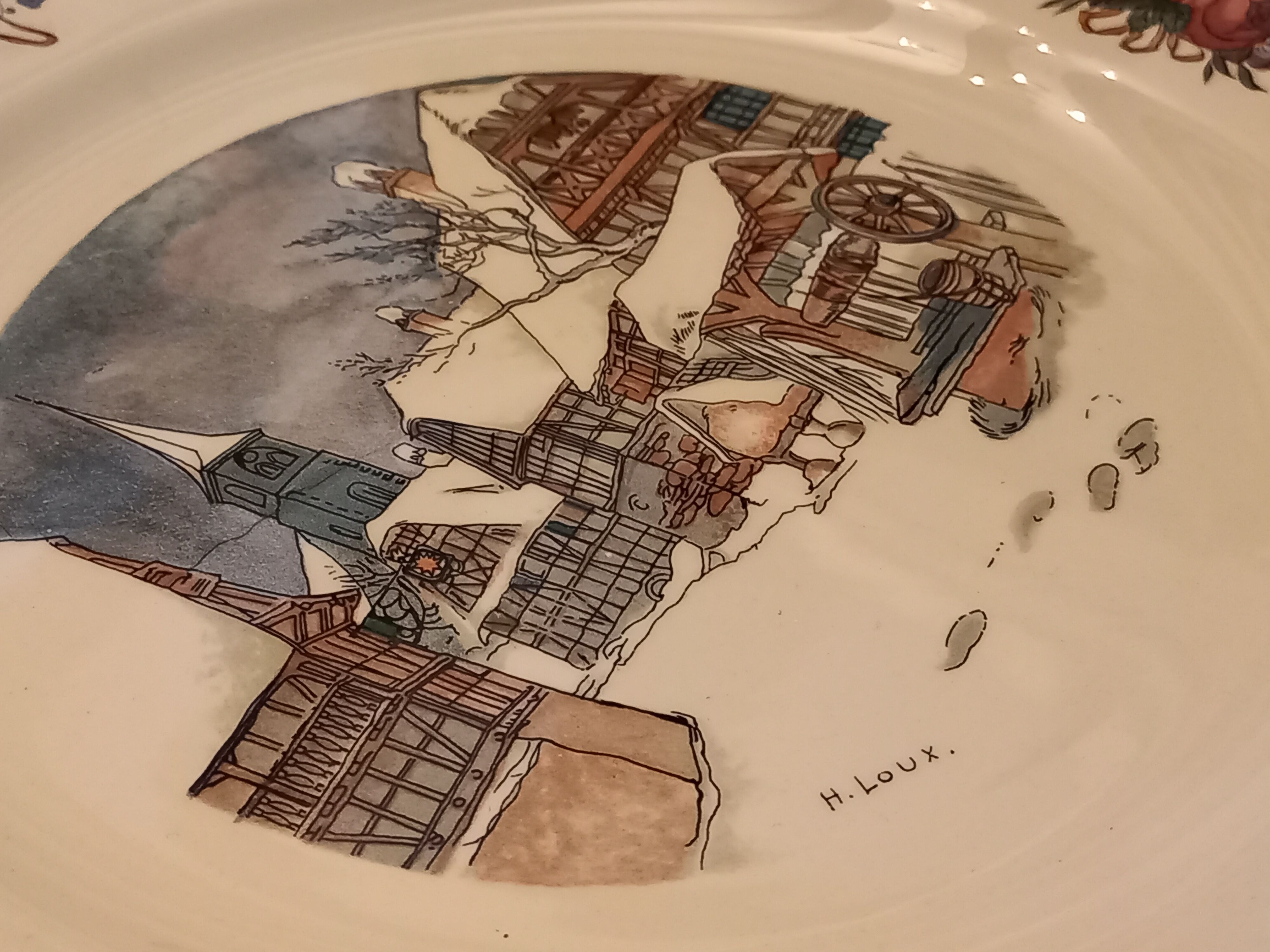 6 flat plates Sarreguemines Obernai décor Alsace