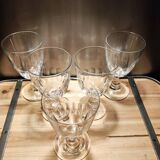 5 antique wine glasses with cut sides